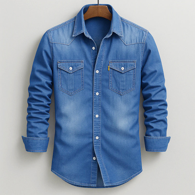 Jeffrey - Men's Classic Denim Button-Down Shirt