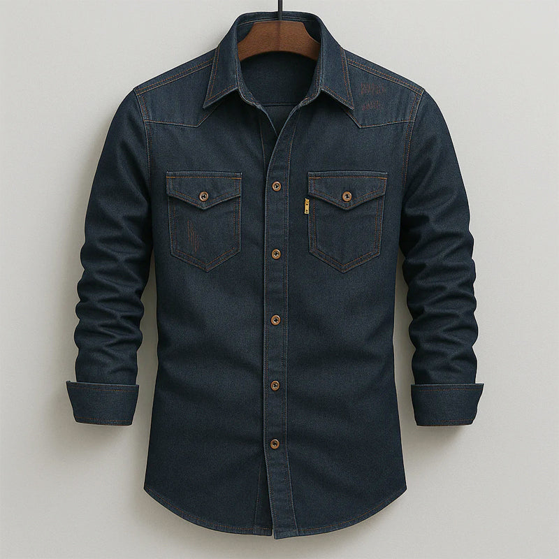 Jeffrey - Men's Classic Denim Button-Down Shirt