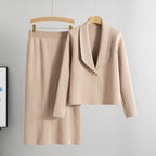 Jhonalie - Women's Knit Blazer & Midi Skirt Set