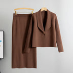 Jhonalie - Women's Knit Blazer & Midi Skirt Set