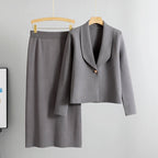 Jhonalie - Women's Knit Blazer & Midi Skirt Set