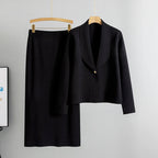 Jhonalie - Women's Knit Blazer & Midi Skirt Set