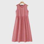 Julia - Women's Gingham Sleeveless Midi Dress