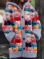 Juniper - Women's Multicolor Cat Knit Cardigan