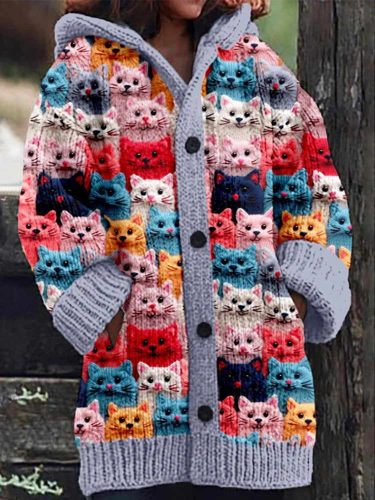 Juniper - Women's Multicolor Cat Knit Cardigan