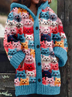 Juniper - Women's Multicolor Cat Knit Cardigan