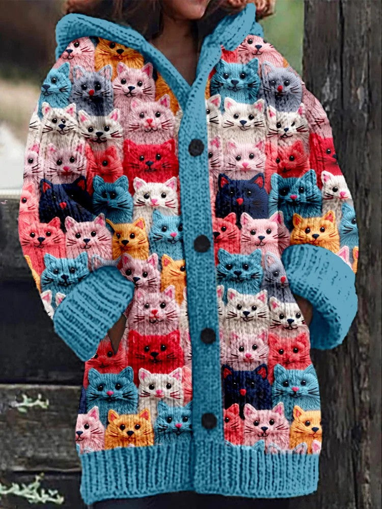 Juniper - Women's Multicolor Cat Knit Cardigan