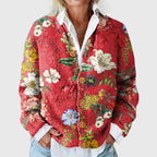 Karina - Women's Floral Button-Front V-Neck Cardigan