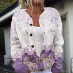 Karina - Women's Floral Button-Front V-Neck Cardigan