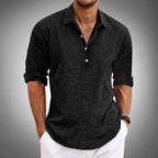 Ken - Men's Casual Roll-Tab Linen Blend Shirt