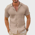Kevin - Men's Linen-Blend Short-Sleeve Button-Up Shirt