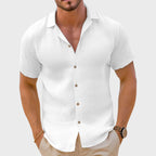 Kevin - Men's Linen-Blend Short-Sleeve Button-Up Shirt