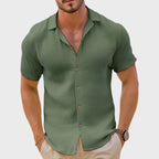 Kevin - Men's Linen-Blend Short-Sleeve Button-Up Shirt
