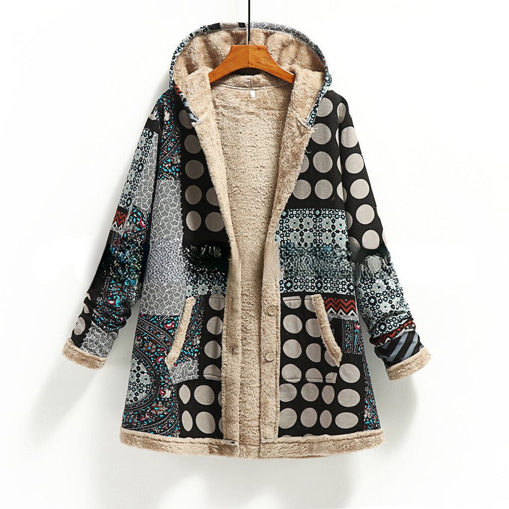 Lauren - Women's Patchwork Sherpa Hooded Coat