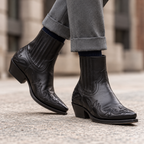 Lester - Men's Burnished Leather Western Ankle Boots