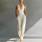 Lily - Women's Halter Neck Wide Leg Jumpsuit