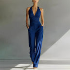 Lily - Women's Halter Neck Wide Leg Jumpsuit
