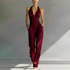 Lily - Women's Halter Neck Wide Leg Jumpsuit