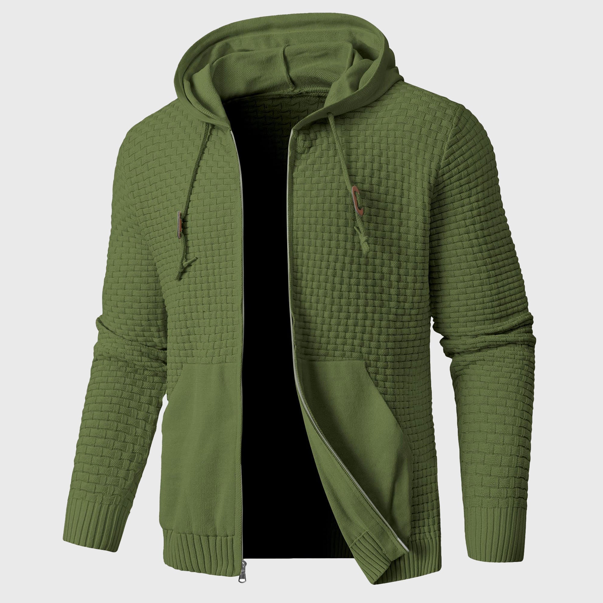 Lincoln - Men's Textured Knit Zip-Up Hoodie
