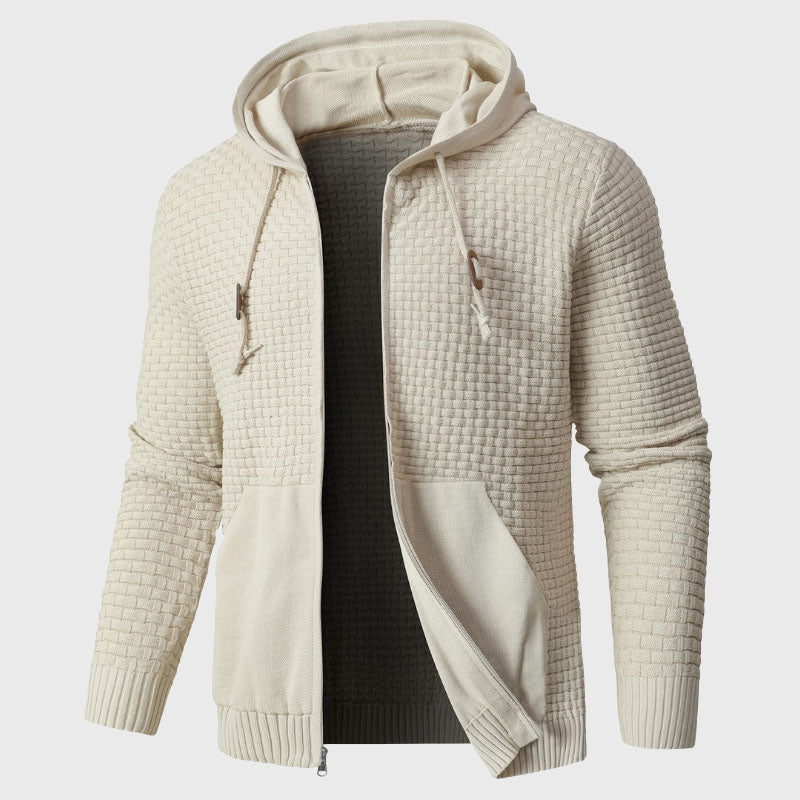 Lincoln - Men's Textured Knit Zip-Up Hoodie