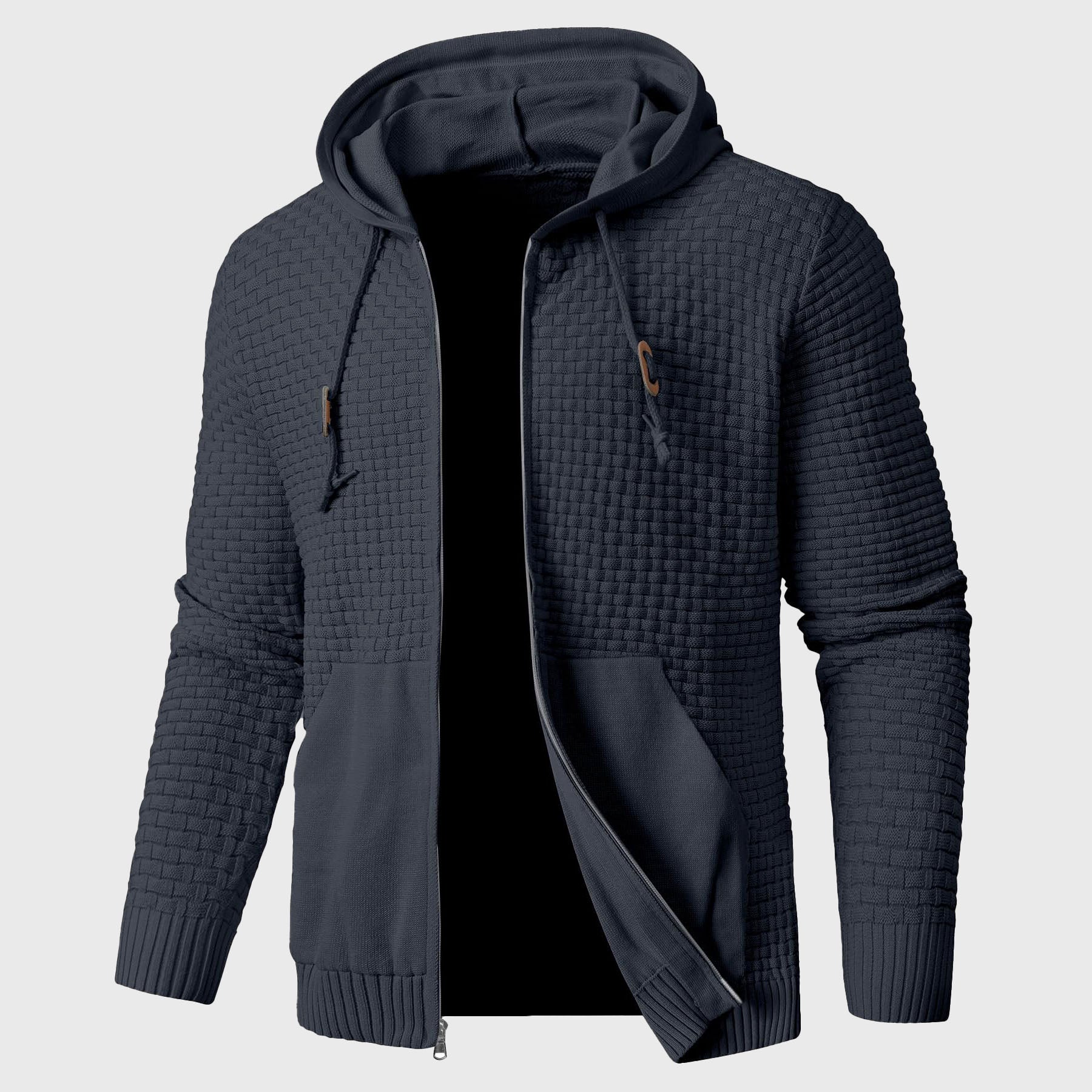 Lincoln - Men's Textured Knit Zip-Up Hoodie