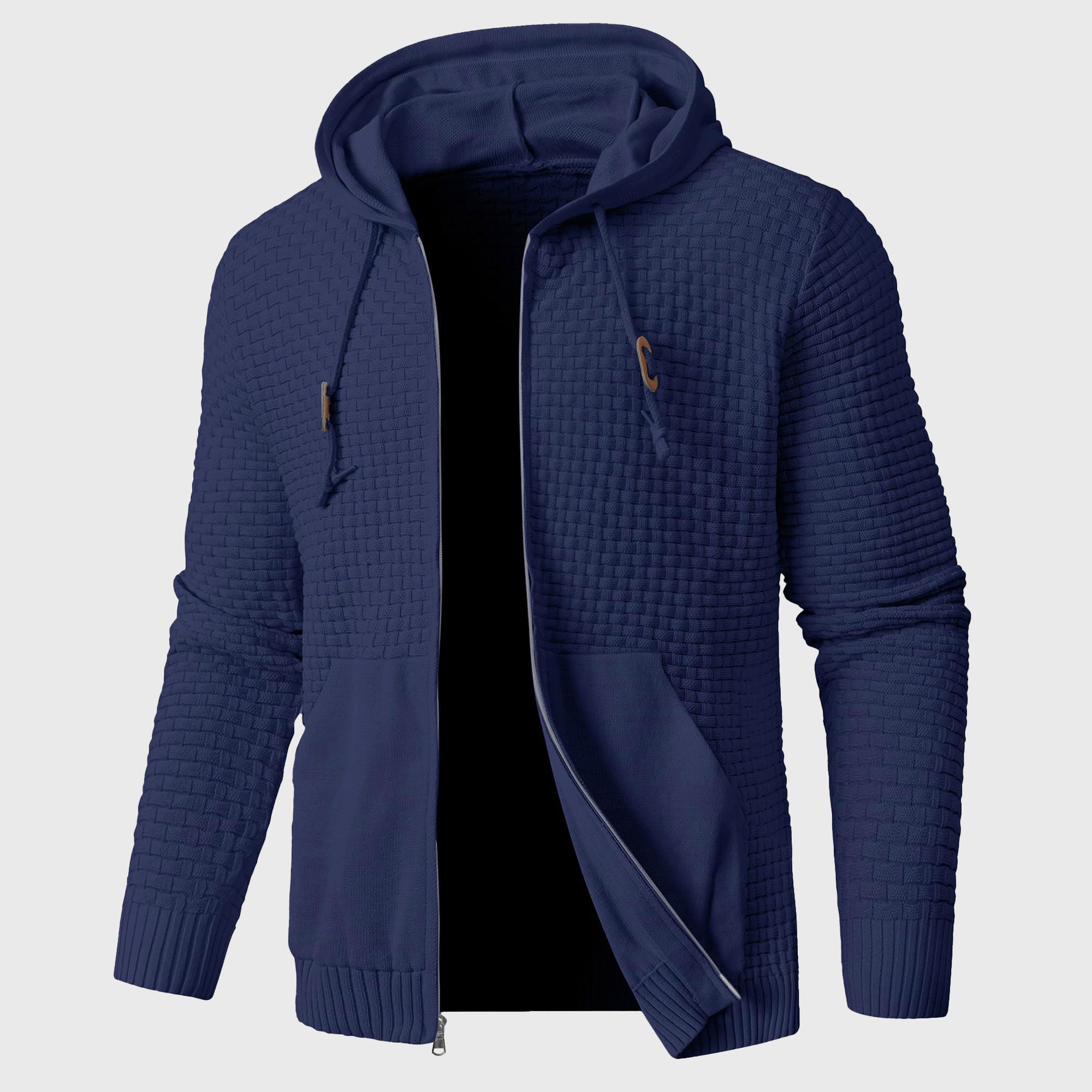 Lincoln - Men's Textured Knit Zip-Up Hoodie