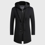 Logan - Men's Hooded Layered Zip-Up Wool-Blend Coat