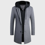 Logan - Men's Hooded Layered Zip-Up Wool-Blend Coat