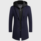 Logan - Men's Hooded Layered Zip-Up Wool-Blend Coat