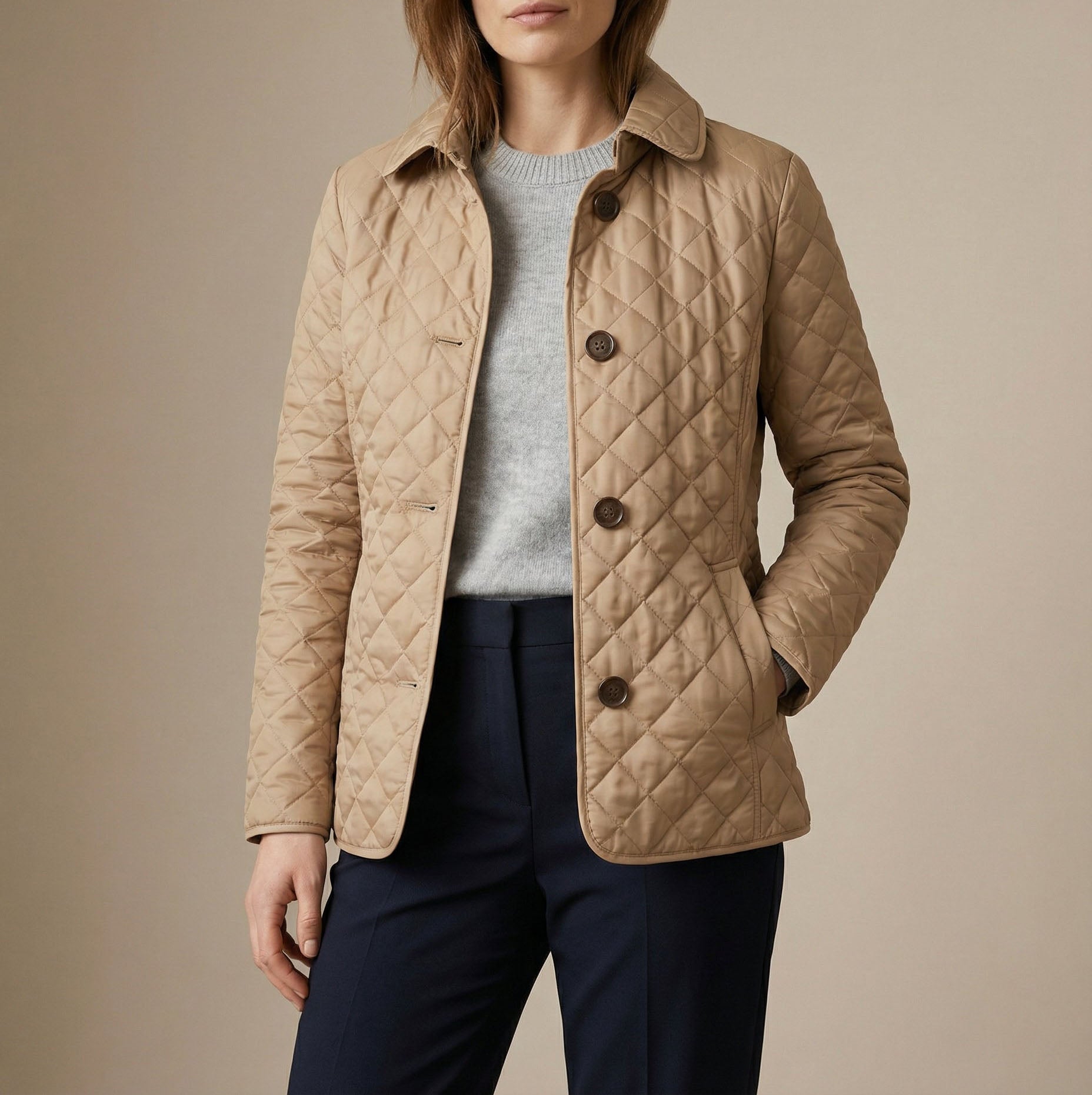Lorena - Women's Quilted Button-Up Jacket
