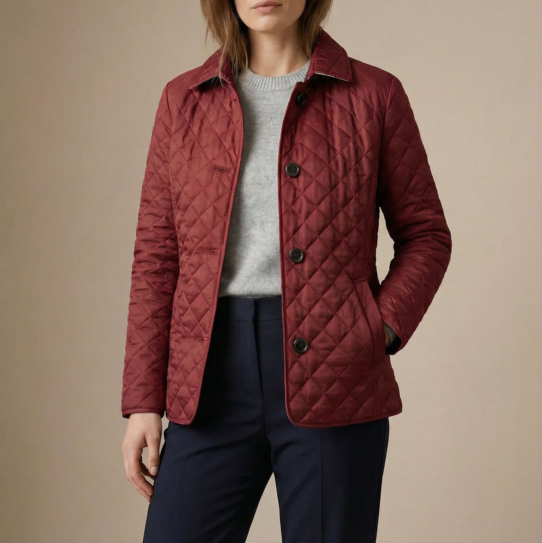 Lorena - Women's Quilted Button-Up Jacket