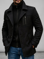 Louie - Men's Military Field Coat with Stand Collar Zip Insert