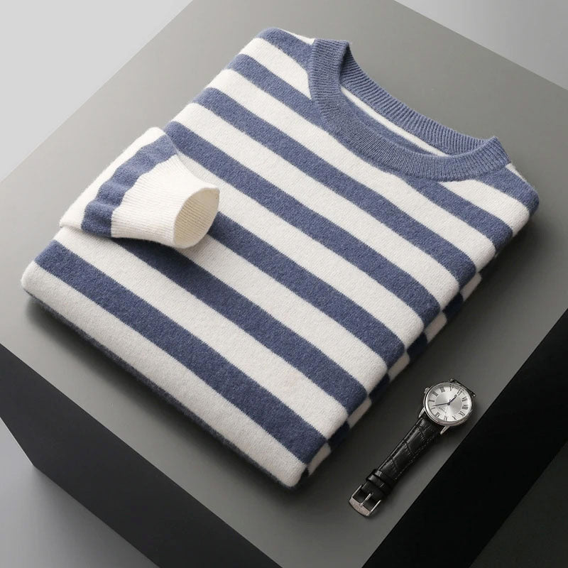 Lucas - Men's Striped Cashmere Wool Blend Knit Sweater