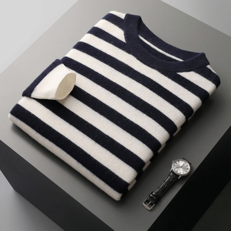 Lucas - Men's Striped Cashmere Wool Blend Knit Sweater