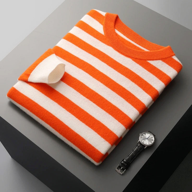 Lucas - Men's Striped Cashmere Wool Blend Knit Sweater