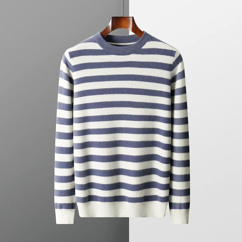 Lucas - Men's Striped Cashmere Wool Blend Knit Sweater