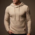 Lucas - Men's Textured Waffle-Knit Pullover Hoodie