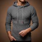 Lucas - Men's Textured Waffle-Knit Pullover Hoodie