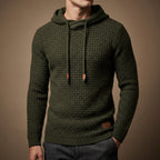 Lucas - Men's Textured Waffle-Knit Pullover Hoodie