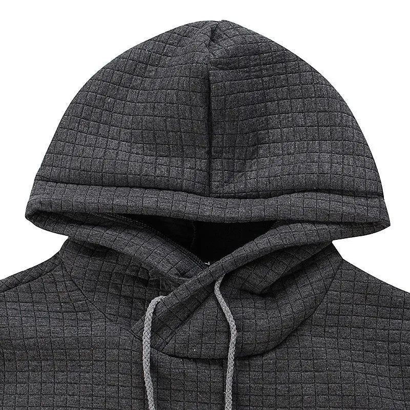 Lucas - Men's Textured Waffle-Knit Pullover Hoodie