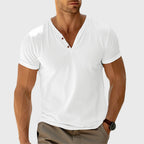 Luis - Men's Textured Short Sleeve Henley T-Shirt