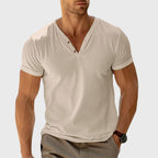Luis - Men's Textured Short Sleeve Henley T-Shirt