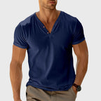Luis - Men's Textured Short Sleeve Henley T-Shirt