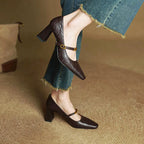 Madison - Women's Leather Mary Jane Block Heels