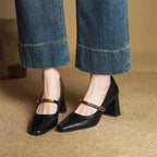 Madison - Women's Leather Mary Jane Block Heels
