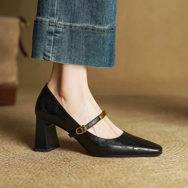 Madison - Women's Leather Mary Jane Block Heels