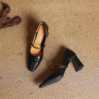 Madison - Women's Leather Mary Jane Block Heels