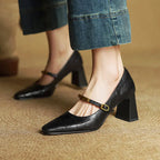 Madison - Women's Leather Mary Jane Block Heels