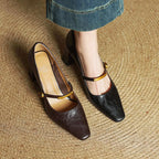 Madison - Women's Leather Mary Jane Block Heels