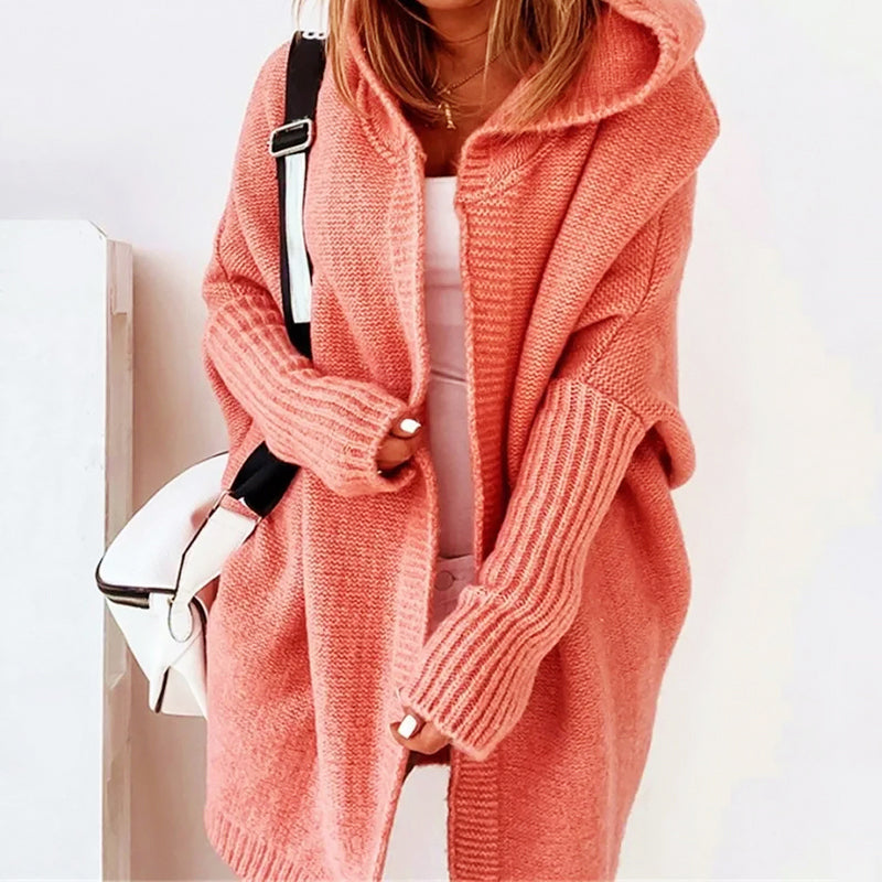 Malia - Women's Hooded Knit Cardigan Coat